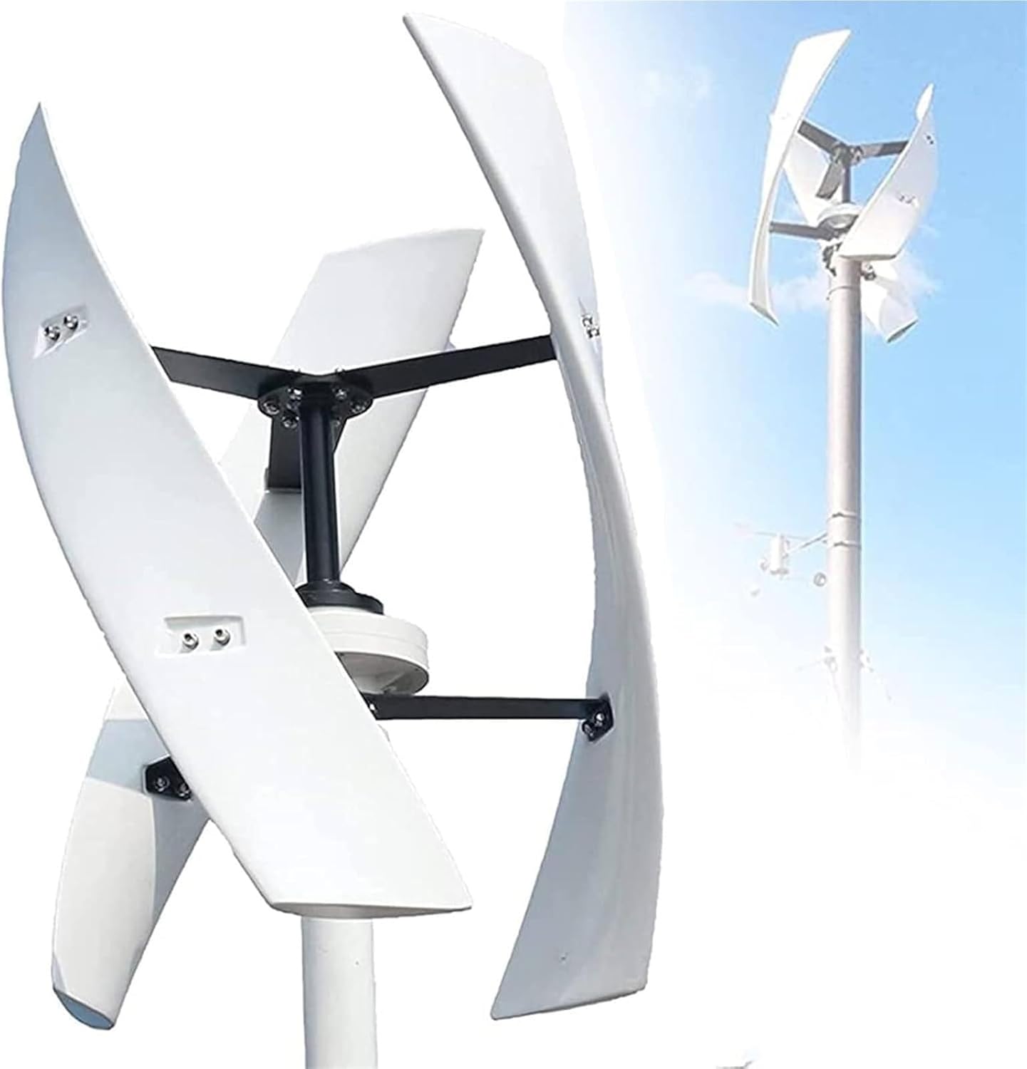 Wind Vertical Axis Turbine Generator 10000W/12000W with MPPT Controller Kit for Hybrid Solar System - 12V, 24V, 48V, 220V