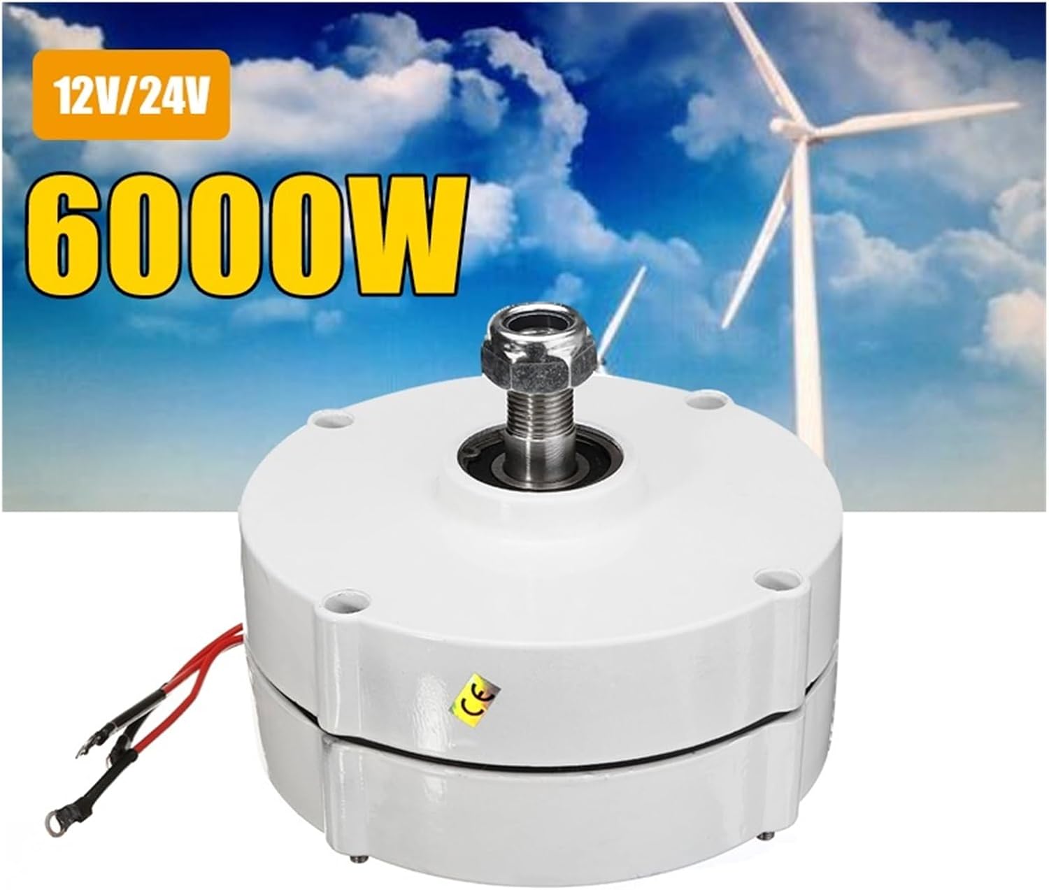 6000W 12V 24V DIY 3 Phase Brushless Electric Wind Power Turbine Generator Permanent Magnet Generator tor Motor Industrial Energy(12V)