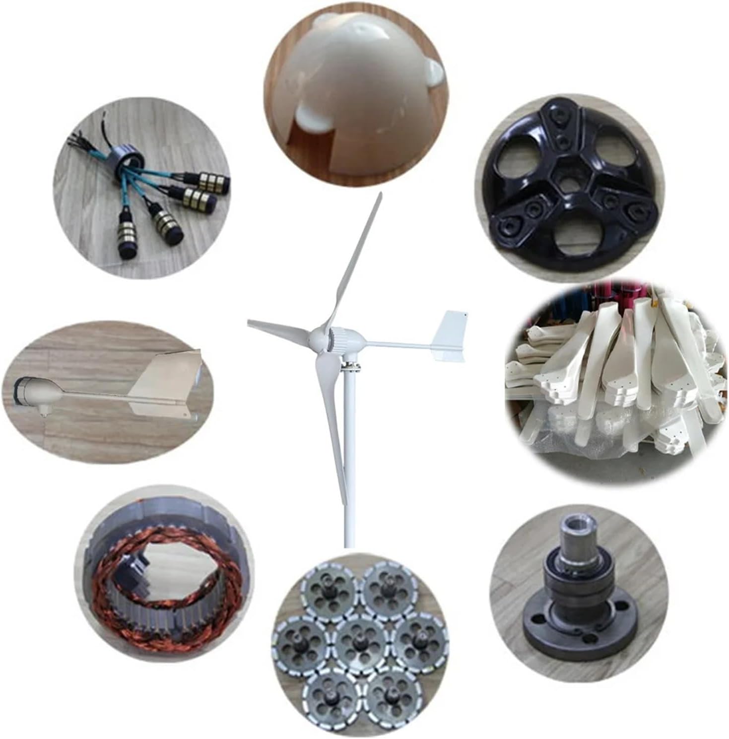 Wind Turbines, 1500W 24 48 96 Volt 3 Nylon Fiber Blade Horizontal Home Wind Turbines Wind Generator Power Windmill Energy Turbines Charge(48V)