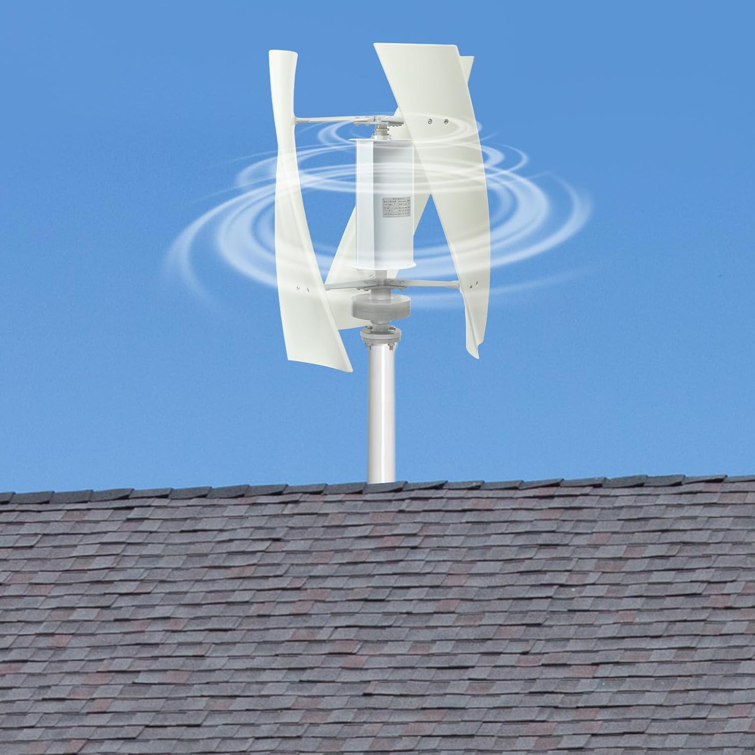 100W 12V/24V Vertical Axis Wind Turbine Generator with Maglev Technology, 30dB Wind Power Turbine Generator Kit with Controller for Home, Industrial, 5.59mph Start-up Wind Speed, White