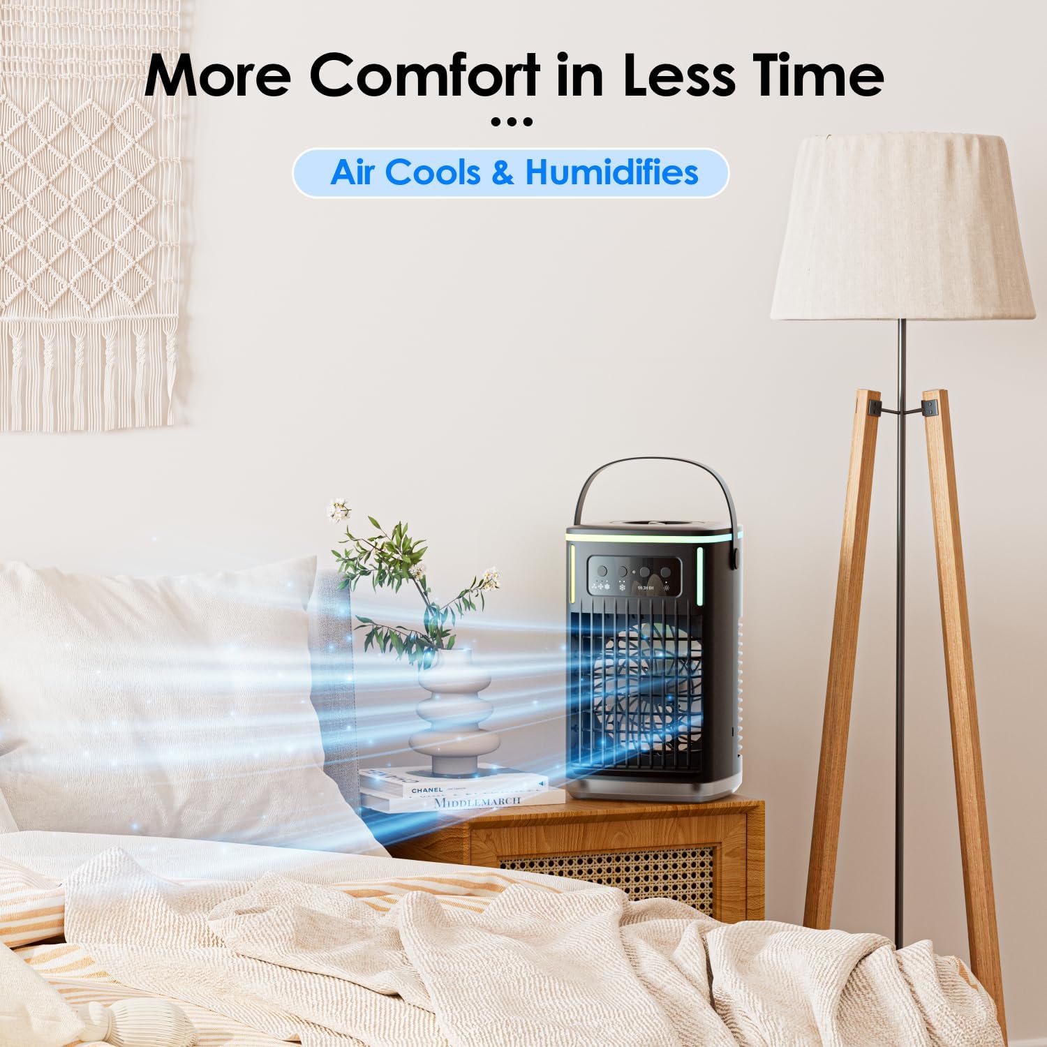 Portable Air Conditioners,Air Cooler Evaporative Personal,1500ML Cooling fan Air Conditioner with Remote,3 Wind Speed & 7 LED Light,3 Cool Mist& 2-8H Timer, Portable for Room Office Camping