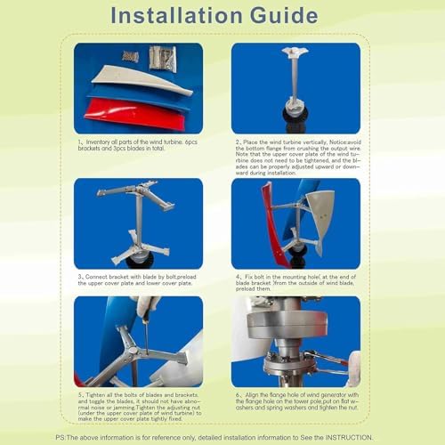 3000W/5000W Vertical Wind Turbine Generator Kit, 12V/24V/48V with 3 Blades, Permanent Magnet for Hybrid Wind & Solar Power Solutions, Efficient Energy Generation