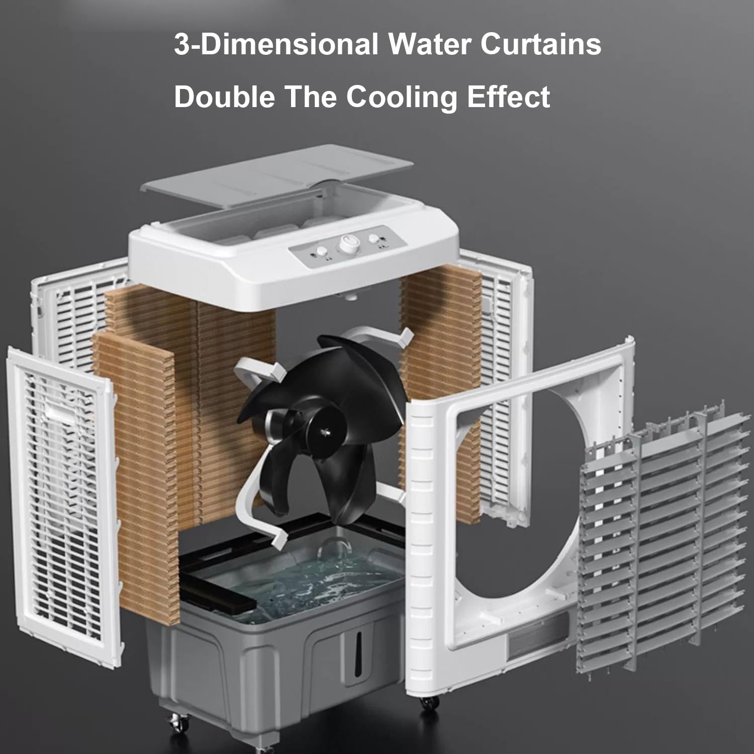 Swamp Cooler Air Conditioner, 3-In-1 Portable Evaporative Air Cooler with 13Gal Water Tank, 3 Speeds, 120°Oscillation, 6 Ice Packs, Windowless Ac for Home and Commercial, 42in