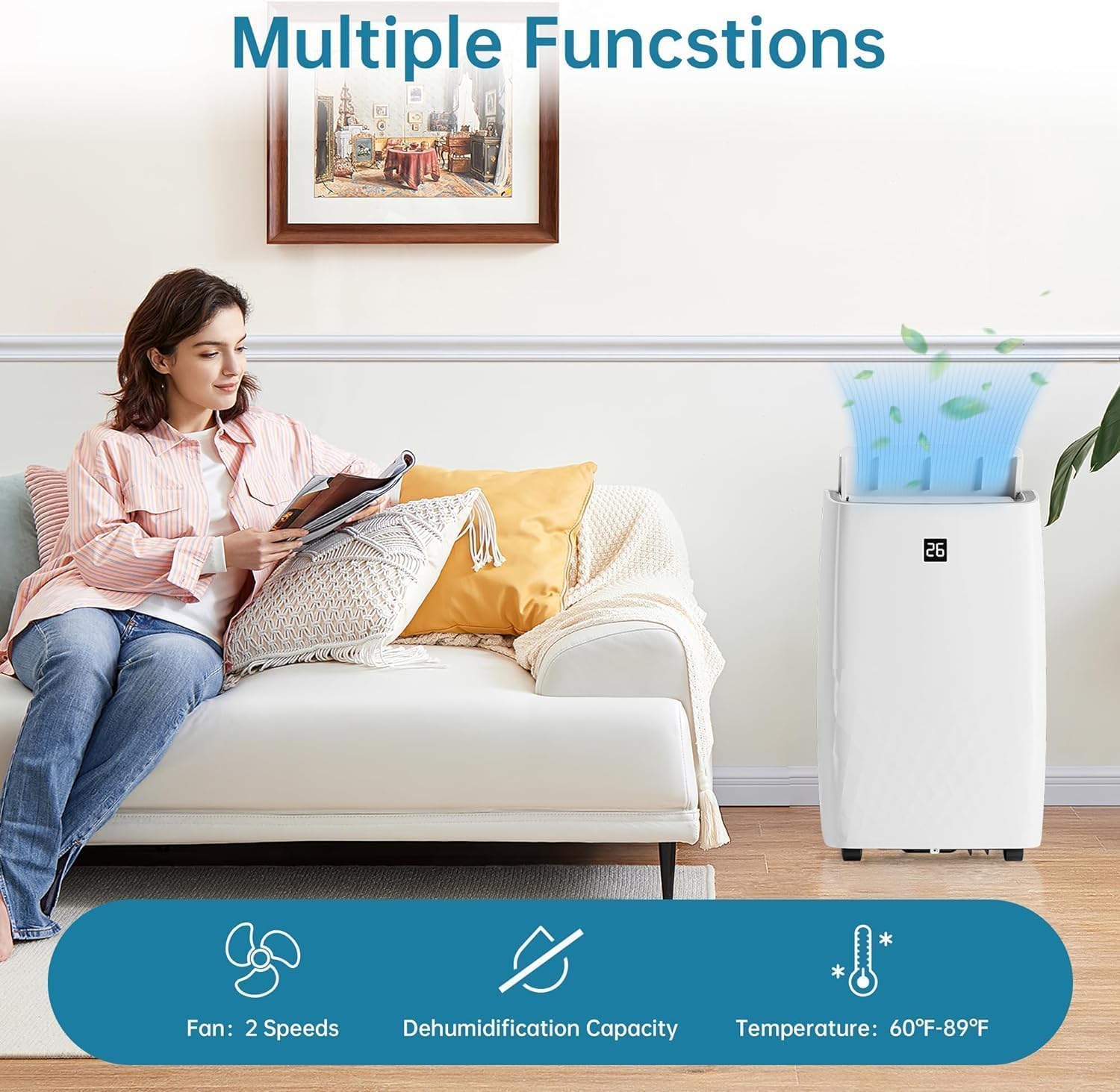 12000Btu Portable Air Conditioner 4-in-1 Portable AC Unit Cool up to 550 sq.ft, Portable Air Conditioners with Remote Control, Window Kit1-24H Timer