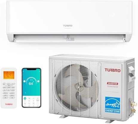 TURBRO 24,000 BTU Ductless Mini Split Inverter AC with Heat Pump, 23 SEER2, 230V, Energy Star, WiFi-Enabled, R454B, Cools up to 1,500 Sq.Ft，R454B，Greenland Series