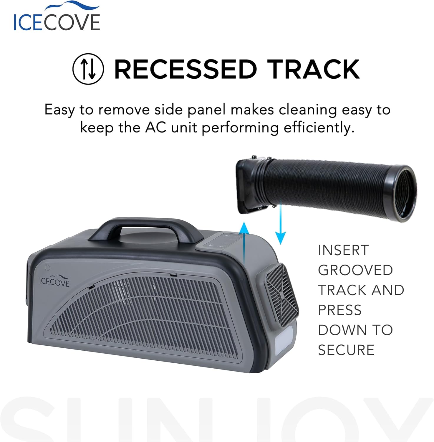 IceCove Portable Air Conditioner, 2500BTU Fast Cooling Car AC Unit, 250W Low Power Consumption, 25.5VDC, 2 Fan Speed, 3 Light Mode for Tent Camping RV Truck Van Life Home (Battery Not Included), Gray