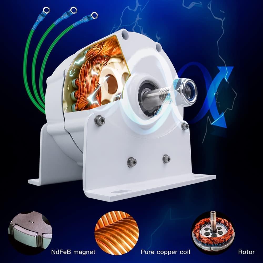 10000W 3 Phase Gearless Permanent Magnet, 12V-220V Vertical Wind Power Turbine Generator AC Alternators Motor Wind Turbine Generator for Wind Water Turbine