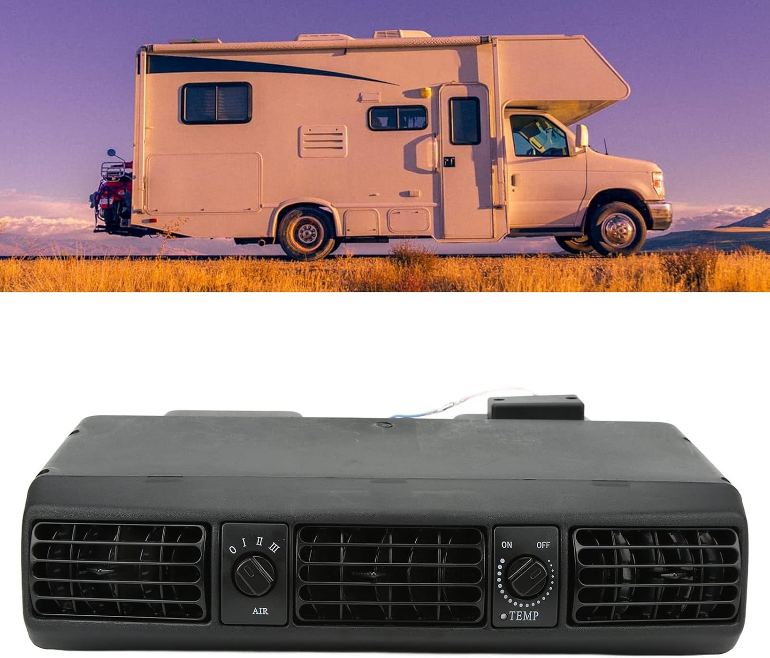 Focket Universal Under Dash AC Air Conditioning Evaporator Kit, 360CFM 3 Speed Cooling Capacity 18853 BTU, 32 Pass 4 Way Coil Universal Air Conditioner for Classic Cars, Motorhomes (12V)