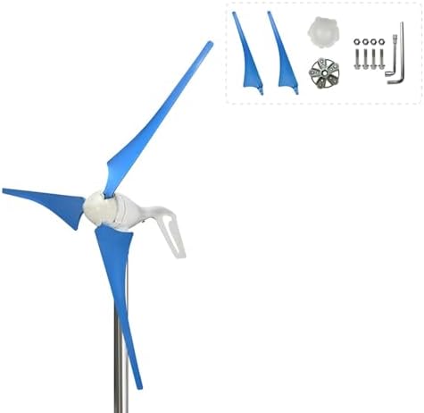 1000W Vertical Axis Wind Turbine Kit - 3 Blades 12V/24V/48V Free Energy Generator for Boat, Patio, Cabin, Mobile Home - Blue/Black Renewable Power Solution