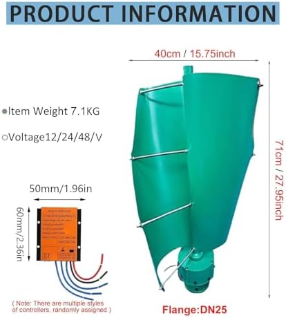 16000W Magnetic Levitation Wind Turbine Generator Kit - Vertical Windmill with MPPT Controller for Home, Street Lighting & Boat - High-Efficiency Renewable Energy Solution (Teal, 12V)