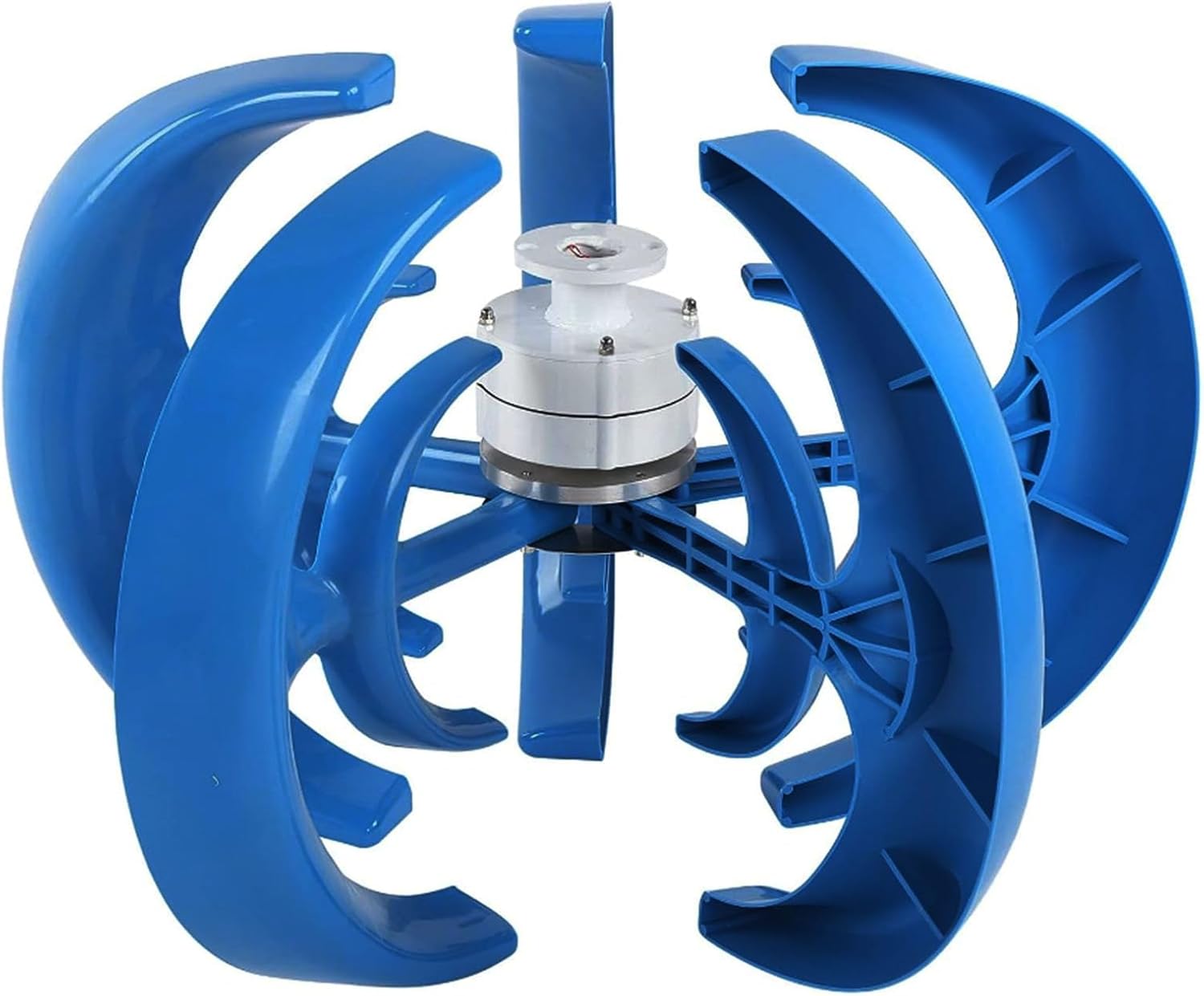 3000W 12V/24V 5-Blade Vertical axis Wind Turbine Generator with MPPT Controller, Three-Phase Permanent Magnet Motor kit, Blue Power Production Equipment for Home, 48V