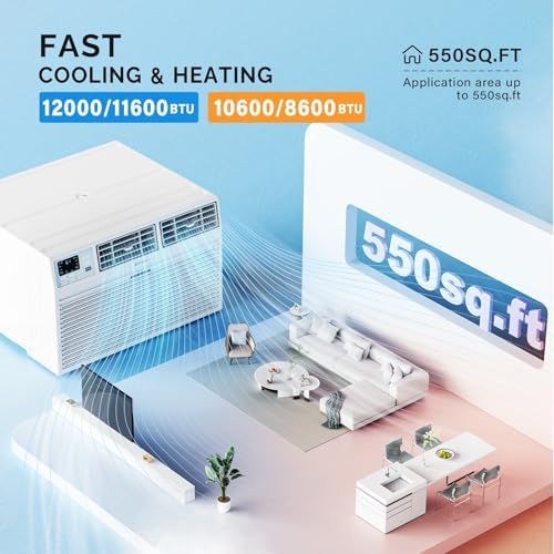 ROVSUN Smart 12000 BTU Through the Wall Air Conditioner with Heat, Wall AC Unit & Heater Combo with Remote, APP & Voice Control & Timer Function, Compatible with Alexa/Google Assistant, 230V/60Hz