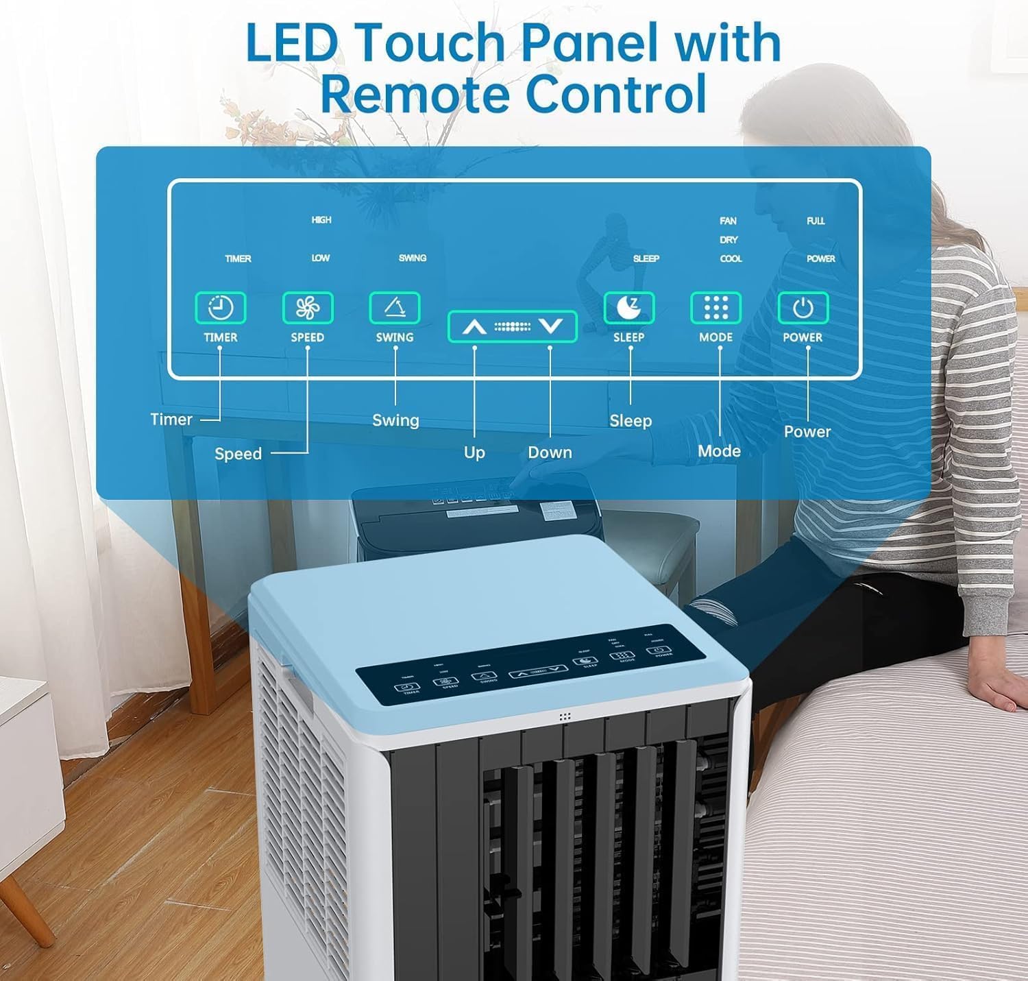 Portable Air Conditioner for 250-350 Sq Ft 3-In-1 8000 BTU AC Unit with Cooling/Dehumidifier/Fan Modes, Remote, 24H Timer & Installation Kit for Home/Office/Dorm