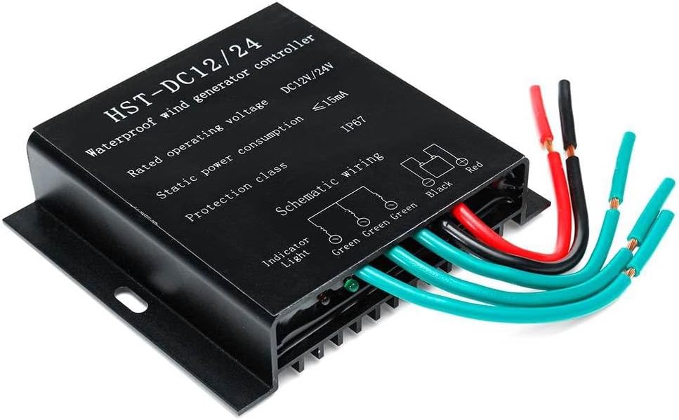 12000W MPPT Wind Turbine Charge Controller IP67 Waterproof 12V 24V Auto Match Wind Generator Controller Voltage Regulation Controller(Black)