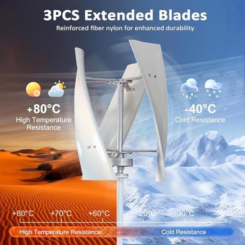 6000W Vertical Wind Turbine Kit for Home Use - Horizontal Generator with Blades & Controller for 12V/24V Battery Charging - Efficient Renewable Energy Solution