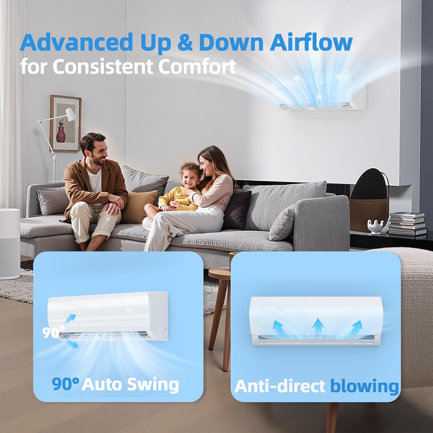 Manastin 12000BTU Mini Split Air Conditioner & Heater with Inverter, 19 SEER2 115V Energy Saving AC Unit Cools Rooms up to 750 Sq. Ft, Complete Installation Kit