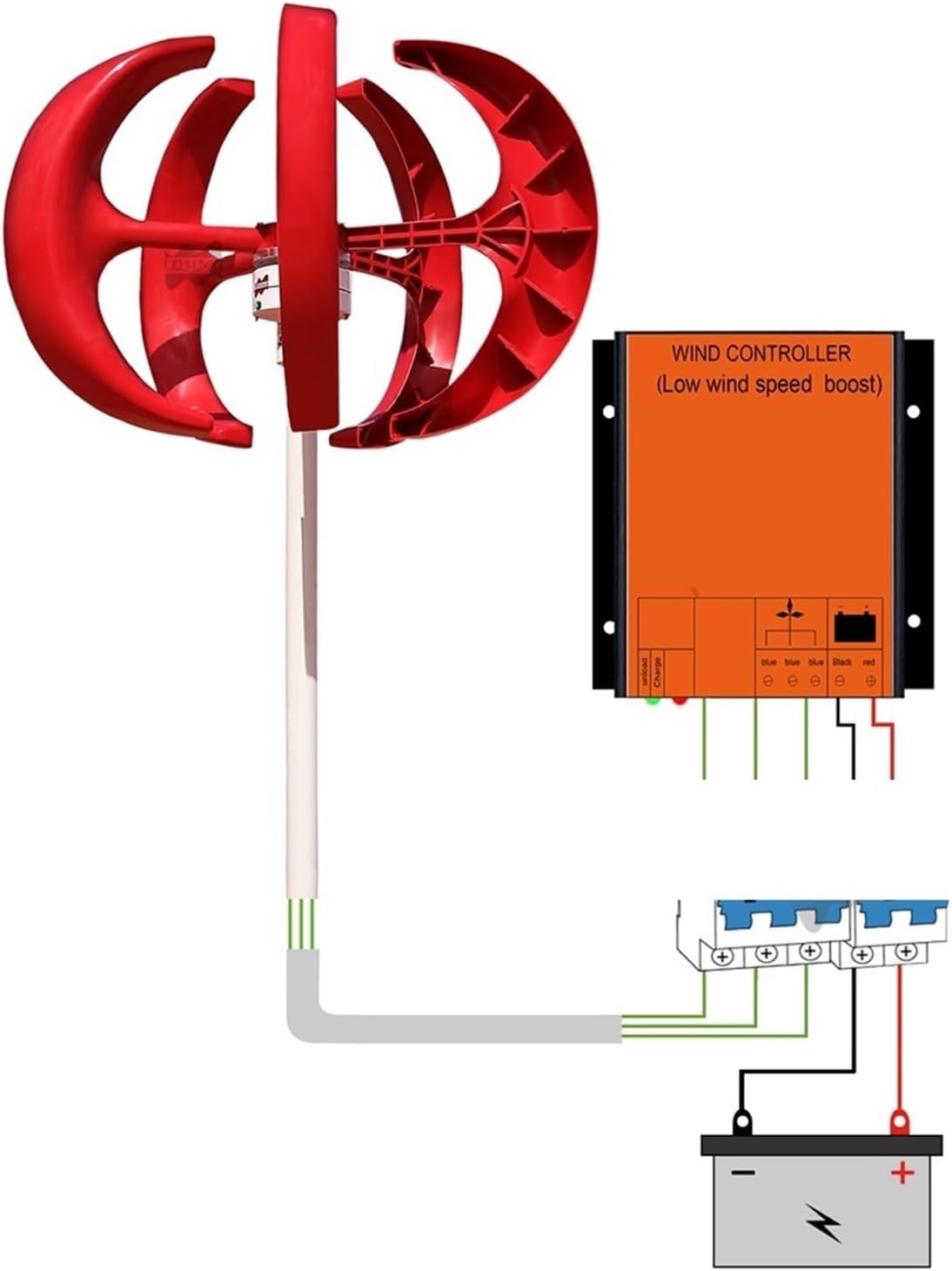 High Efficiency Wind Turbine Generator with Wind MPPT Controller 400W 12V 24V Household Small Vertical Lantern Wind Generator Industrial Energy(White,12V)