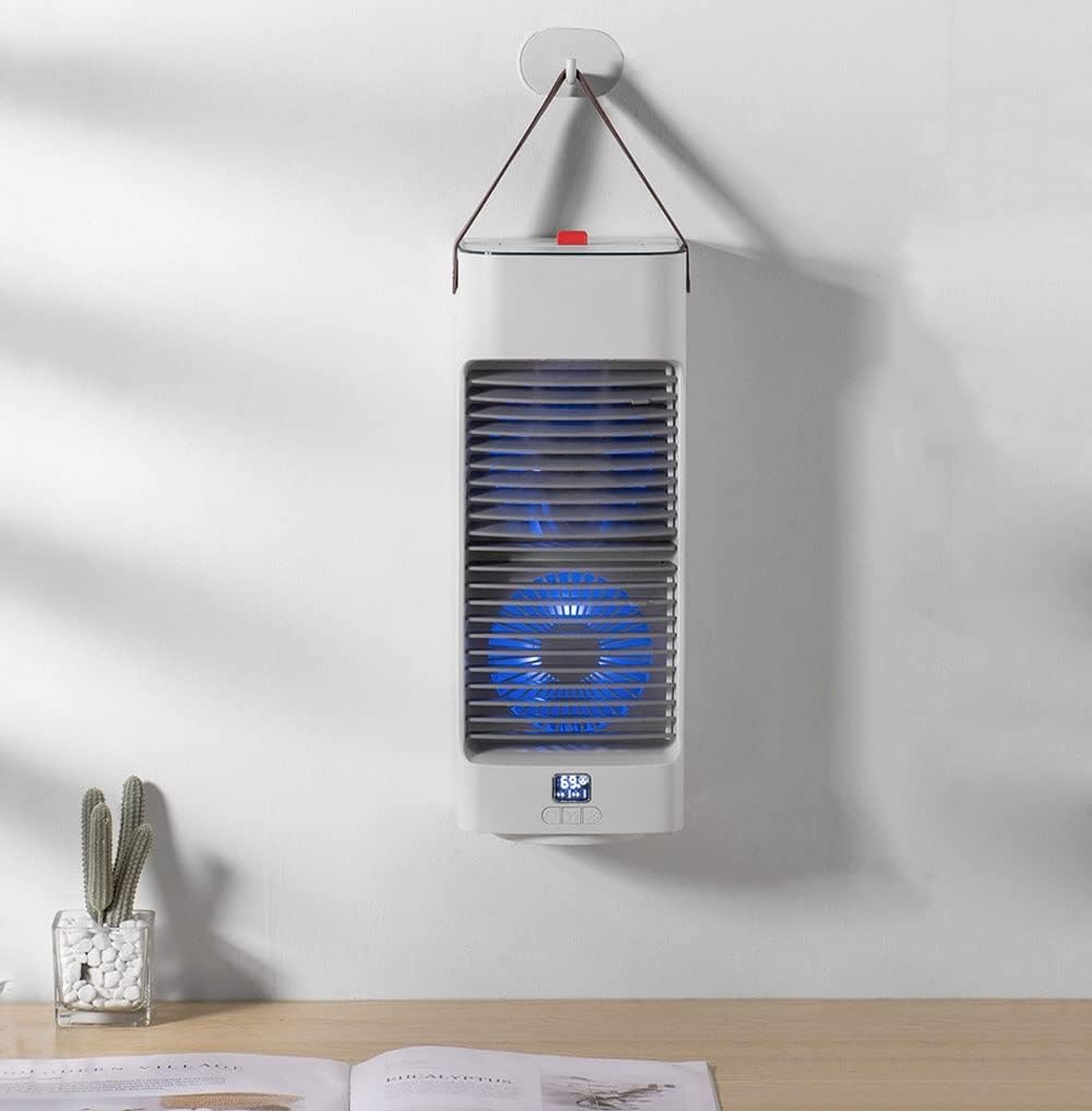 Portable Air Conditioner Cooling Fan, Evaporative Air Cooler for Room, 3 Wind Speed, 4000mAh Battery Powered & USB Rechargeable Mini Air Conditioner for Room Camping Car Office (Color : White