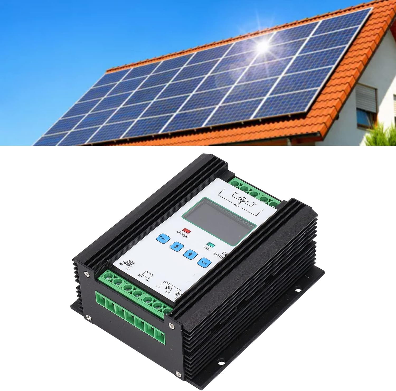 Wind Solar Controller, Digital nt Solar Regulator, 12V 24V 600W PWM Charging with LCD Di, Multiple and Solar Panel