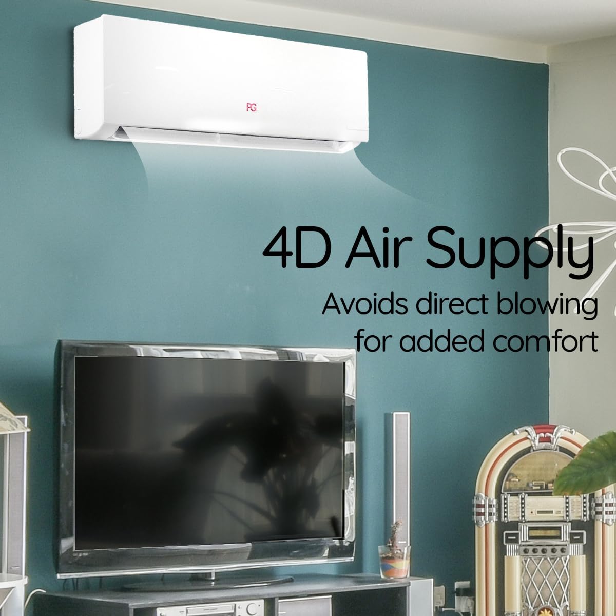 PG Mini Split Air Conditioner Heat Pump System, 18,000 BTU, 17 SEER Energy Efficient, Quiet Operation, Indoor & Outdoor Units, 110V, Wi-Fi Smart Control, R-32 Refrigerant