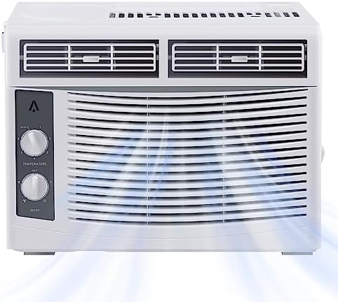 5000 BTU Window Air Conditioner Quiet, User-Friendly, Perfect for Small Spaces (Up to 150 Sq. Ft.). Great for Small Bedrooms, Living Rooms, and Home Offices