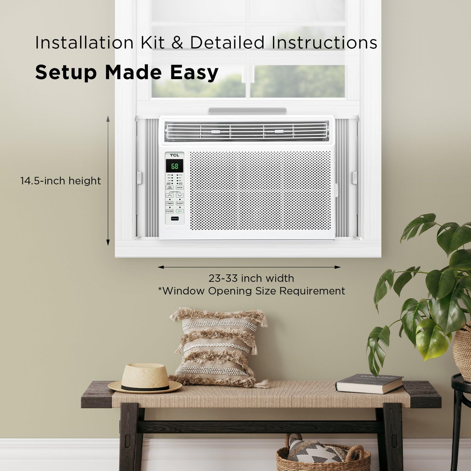 TCL 6,000 BTU Window Air Conditioner, Fan & Dehumidifier, 250 Sq. Ft., Remote Control, Easy-to-Use, Reusable Filter - H6W23W