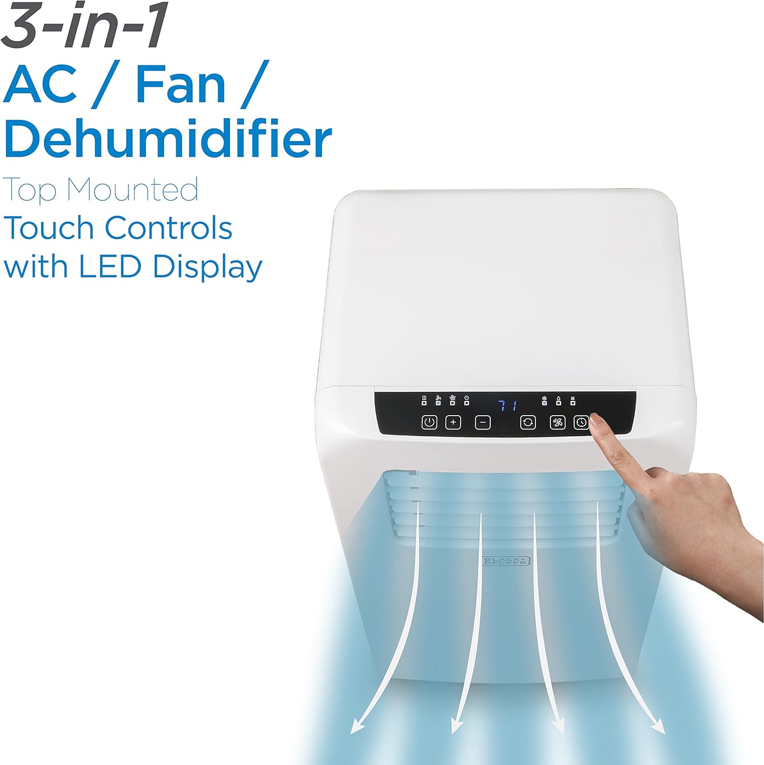 BLACK+DECKER 10,000 BTU/Single Motor, Portable Air Conditioner with Remote Control, White