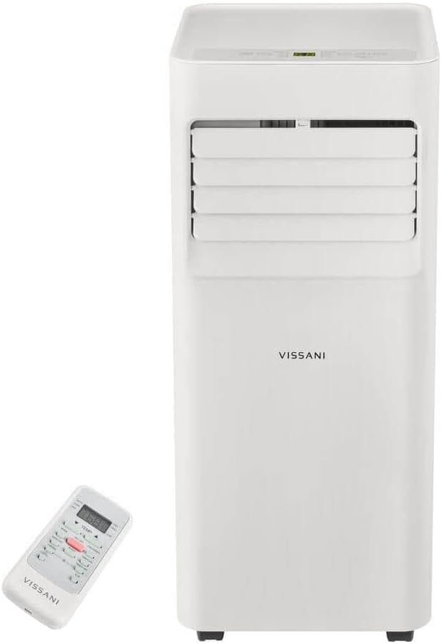 Vissani 8000 BTU Portable Air Conditioner (5000 BTU SACC), 3-in-1 AC Unit with Dehumidifier & Fan, Remote Control, 115V, Easy Install Window Kit, Cools Rooms up to 150 Sq. Ft. (Renewed)