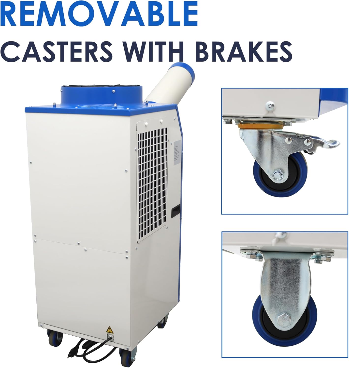 11900 BTU Industrial Portable Air Conditioner Single Nozzle Mobile Spot Cooler with 3.7 Gal Water Tank Automatic Control 480m³/h 220V 1400W