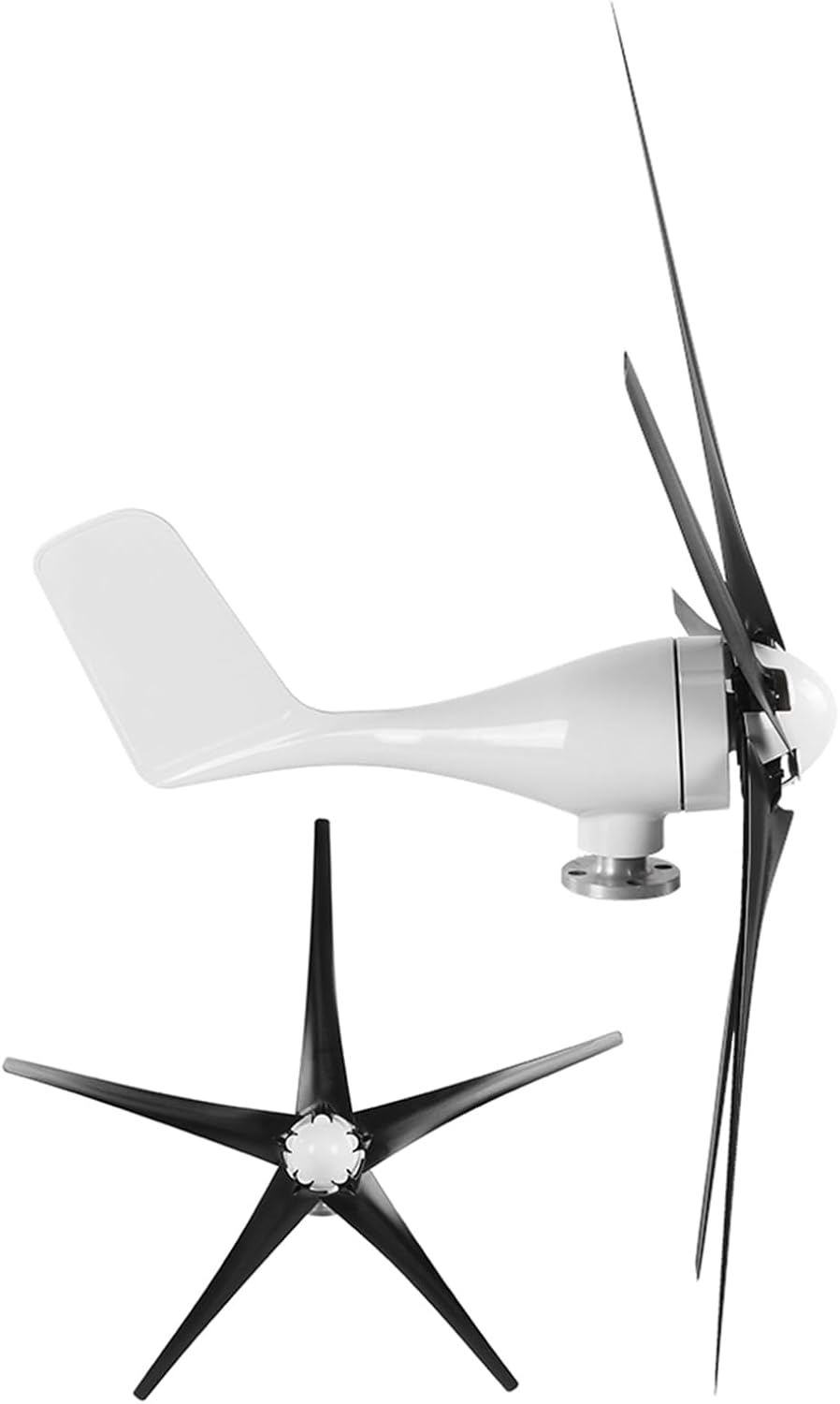 100W Wind Turbine Generator with 5 Blades, High Efficiency Power Supply, Blue 48V - Low Noise, Ideal for Mobile Homes and Boats (12V)