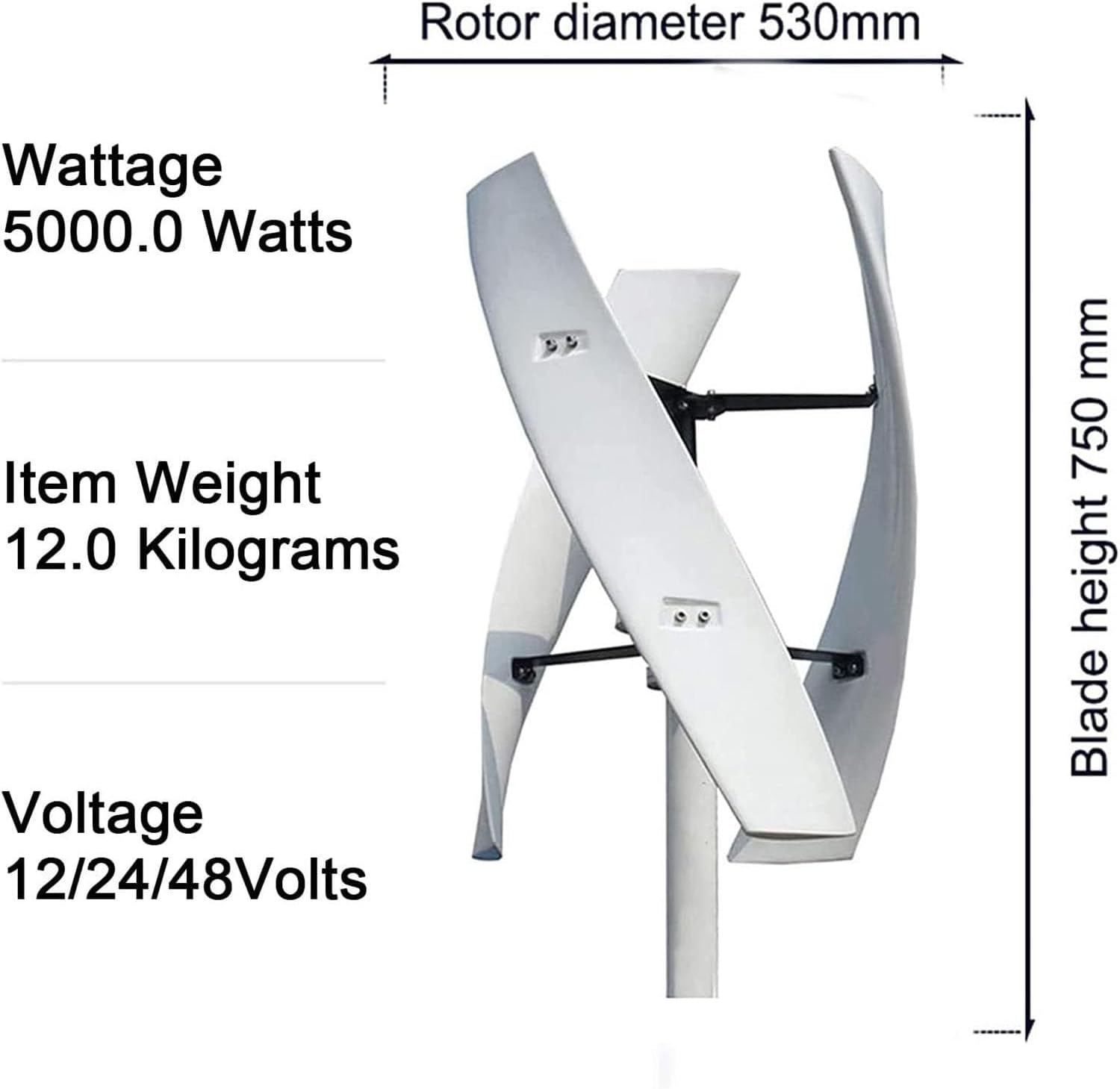 6000W Vertical Wind Turbine Kit - 3-Blade Low-Speed Generator & Controller for Eco-Friendly Home Energy, Off-Grid Power Solutions, Renewable Wind Energy System