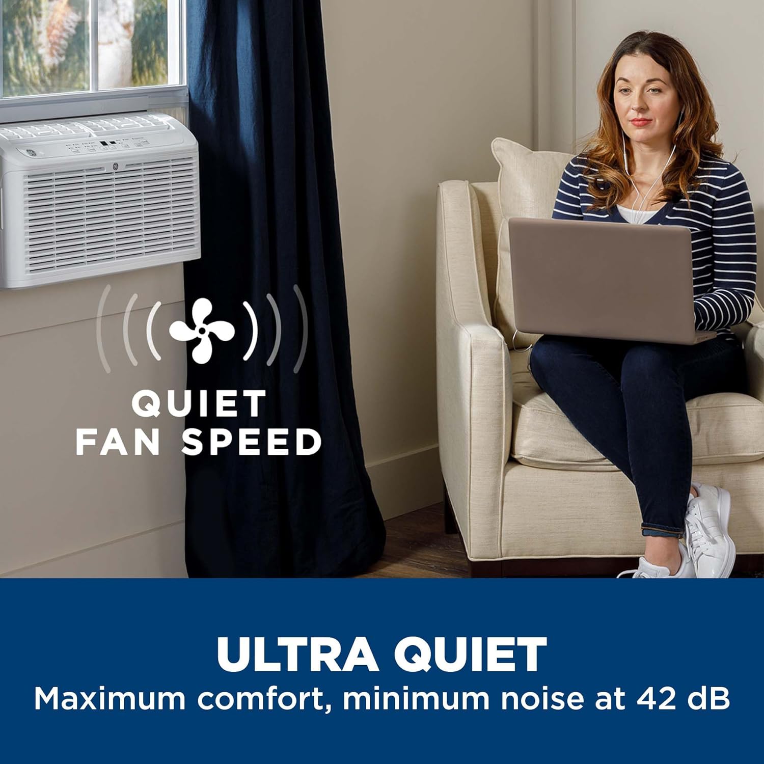 GE 6,200 BTU Ultra Quiet Window Air Conditioner for Small Rooms and Bedrooms, Control Using Remote, 6K Window AC Unit, Easy Install with Included Kit, White
