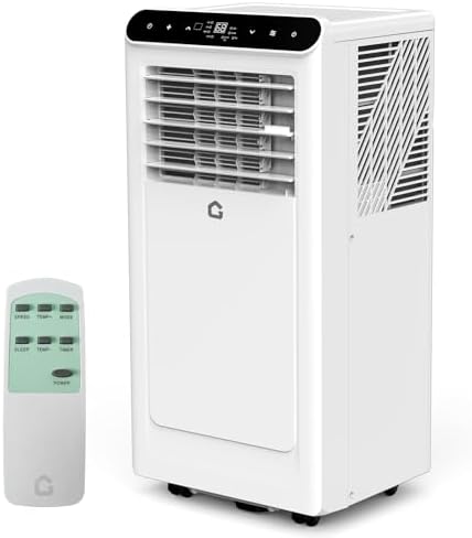 8000 BTU Portable AC Unit, Multi-Function Portable Air Conditioners with Cooling, Dehumidifying, and Fan Modes, Quiet Operation, Remote Control, Ideal for Rooms up to 350 Sq.Ft, White & Black