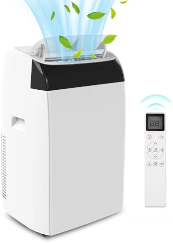 14,000 BTU Portable Air Conditioner, 3-in-1 Mobile AC Unit with Remote Control, Ultra-Quiet 42dB Operation, Covers 750 Sq.Ft, 24/7 Timer, Window Installation Kits for Home/Office/RV Use, White Top