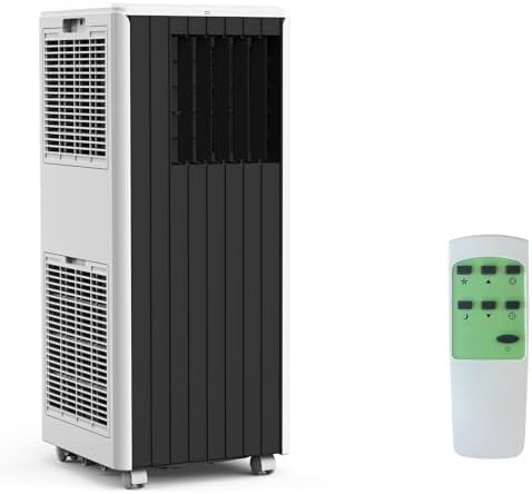 8,000 BTUs Portable Air Conditioner - 3-in-1 AC Unit Cools 350 Sq.Ft, 50dB Ultra Quiet, with Dehumidifier, Fan, Cool, 24-Hour Timer Mode, Window Kit & Remote, Black