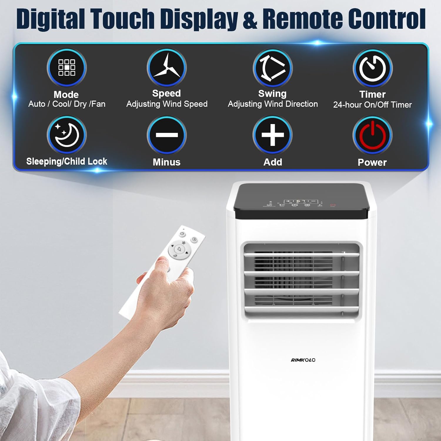 10000 BTU Portable Air Conditioners, 5 Modes Portable AC Cools up to 450 Sq.ft Room Air Conditioner with Remote Control/Installation Kits