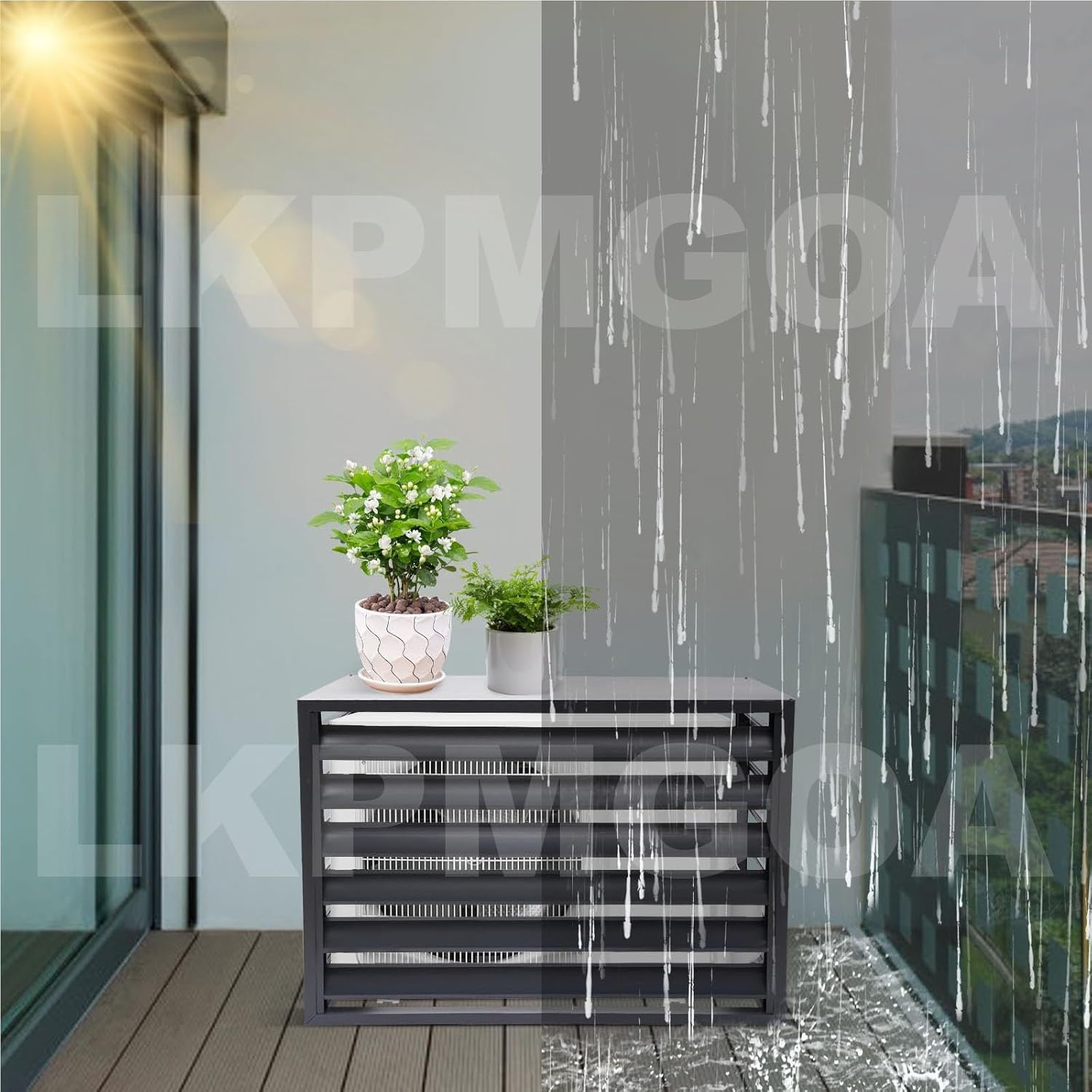 All Weather Air Conditioning Cover, Air Conditioning Cover Protection Against Rain and Sun Protection, Garden Tidying, Theft proof(Brown,110cm)