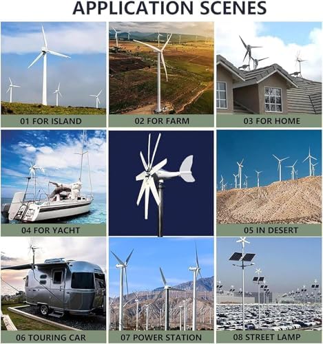 14000W Wind Turbine Generator Kit - 12V/24V/48V, 8 Durable Blades, MPPT Controller, Auto Wind Direction Adjustment, Ideal for Marine, Home, Hybrid Solar-Wind Systems