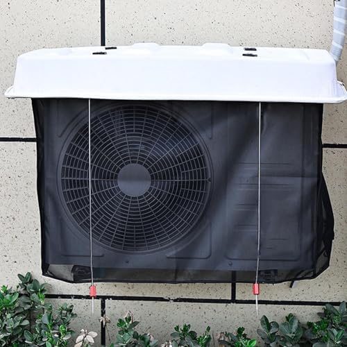 Window Air Conditioner Unit Cover, Air Conditioner Protection Cover Waterproof Defender Rain Snow Protection Sheet(Black net,43.3*20.5inch)