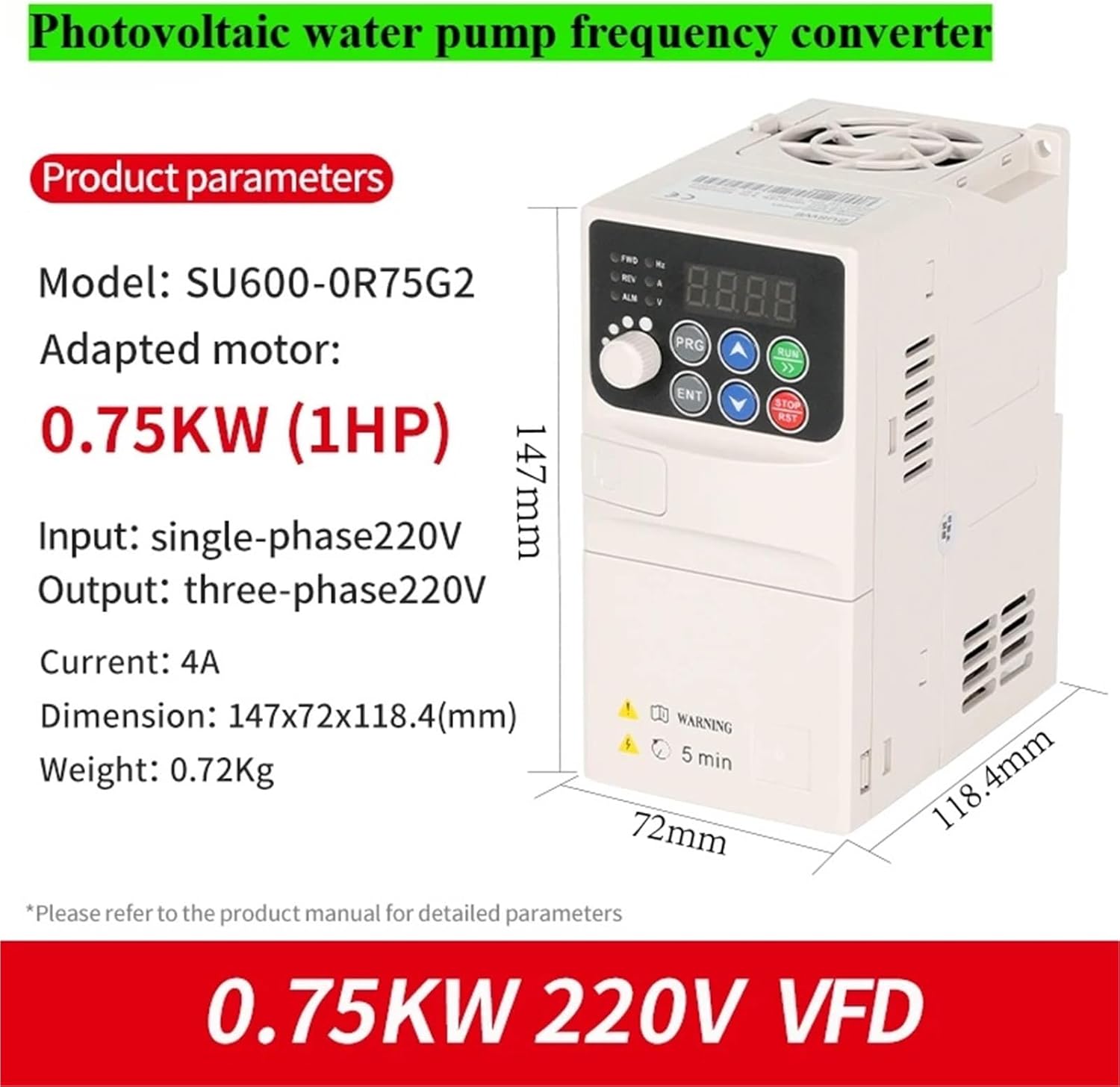 Solar Water Pump Controller Inverter Frequency Converter 0.75KW1.5KW2.2KW3.7KW5.5KW Single-Phase 220V Three-Phase 220v(Gold)