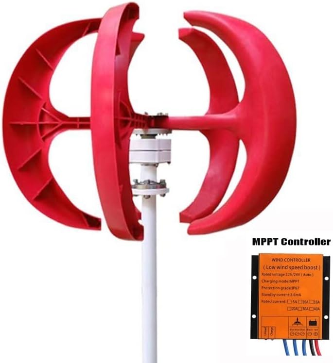 Wind Turbine, 1000W Small Vertical Axis Wind Turbine Generator for Home 1KW 12V 24V 48V with MPPT Low Noise Windmill for Streetlights(White with Control,12V)