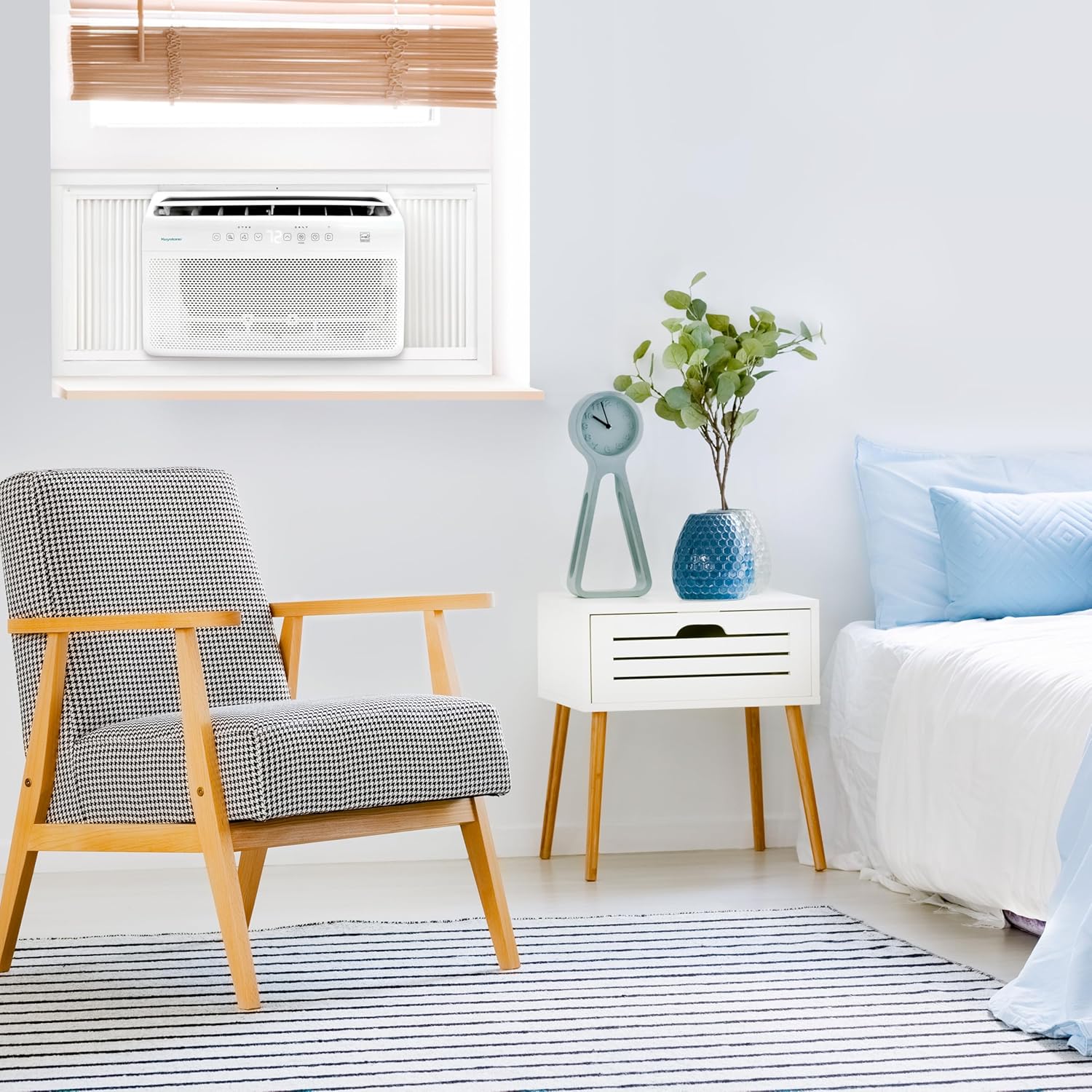 Keystone Energy Star 12,000 BTU Window Mounted Inverter Air Conditioner with Supplemental Heat, Quiet High Efficiency Window AC Unit with Remote for Apartment, Medium-Large Rooms up to 550-Sq.Ft.