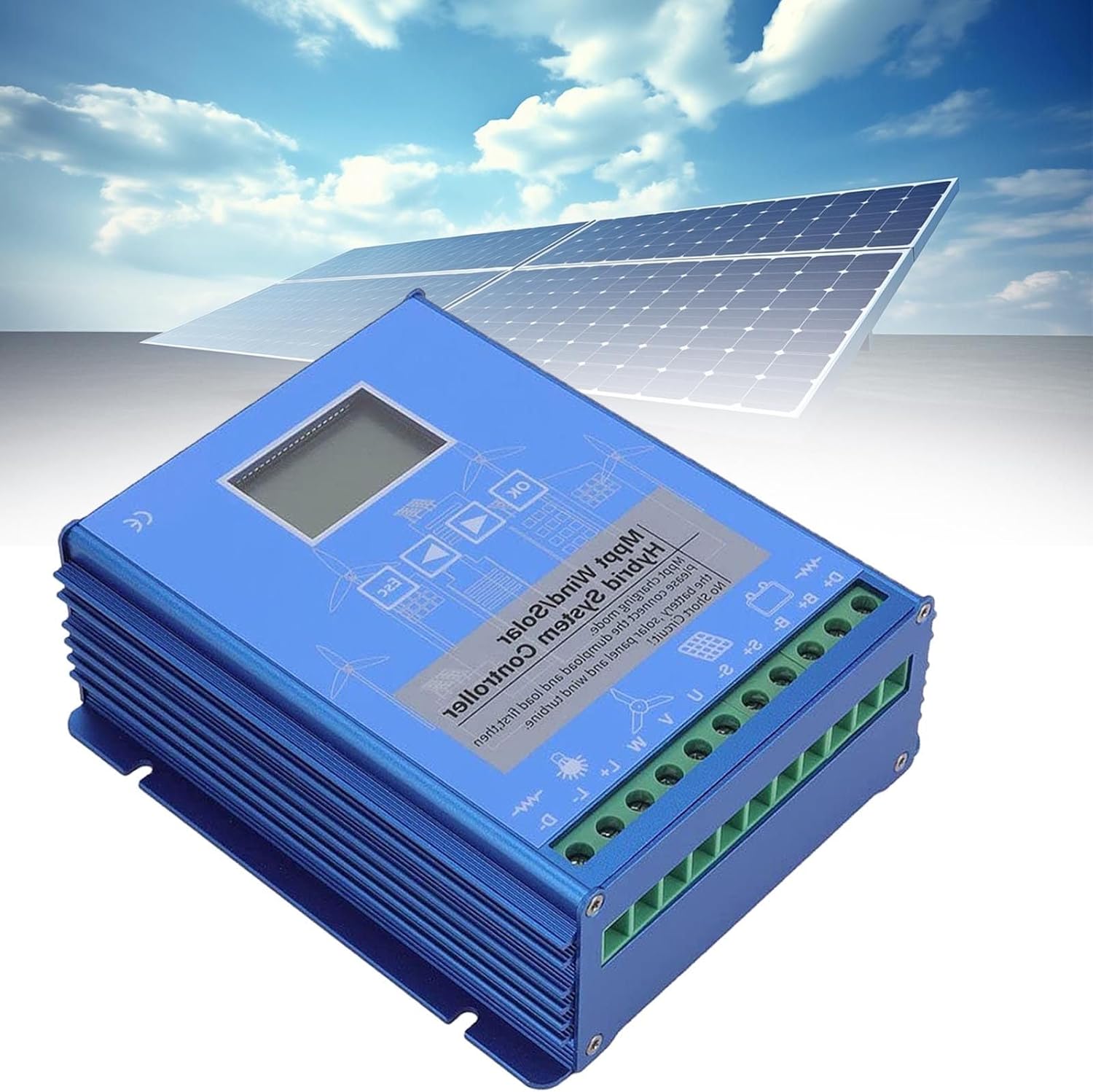 Wind Solar Hybrid Controller, 12V 24V 48V LCD Display MPPT Boost Charging Multifunctional LCD Wind Solar Controller, Battery Off Grid Controller Wind Turbine Solar Hybrid MPPT,24v-12000w