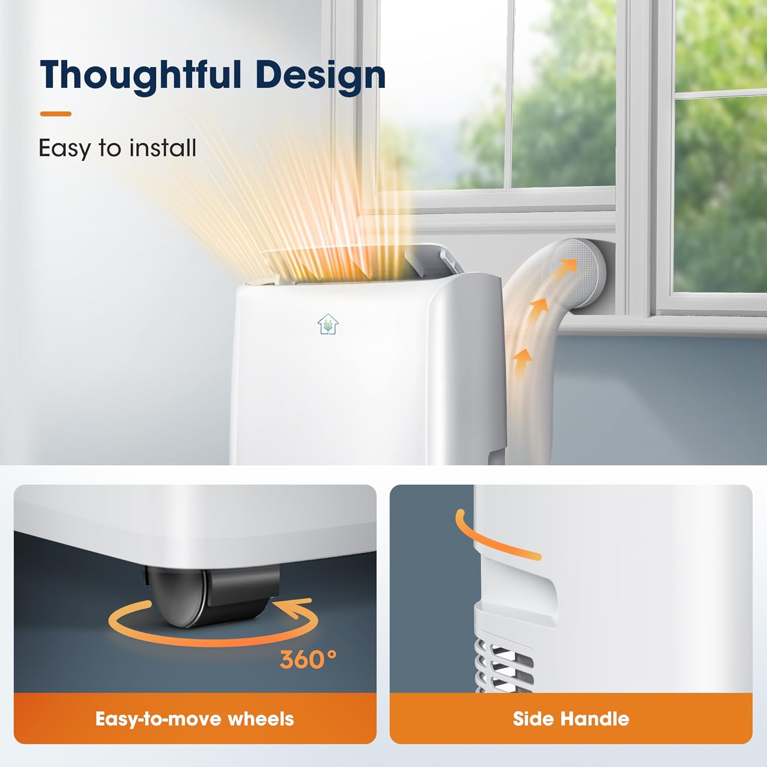 12000BTU Portable Air Conditioners, Smart AC Unit with App & Remote Control, 4-in-1 Cooling, Heating, Dehumidifier, Fan for Rooms up to 550 sq.ft, 24H Timer, White