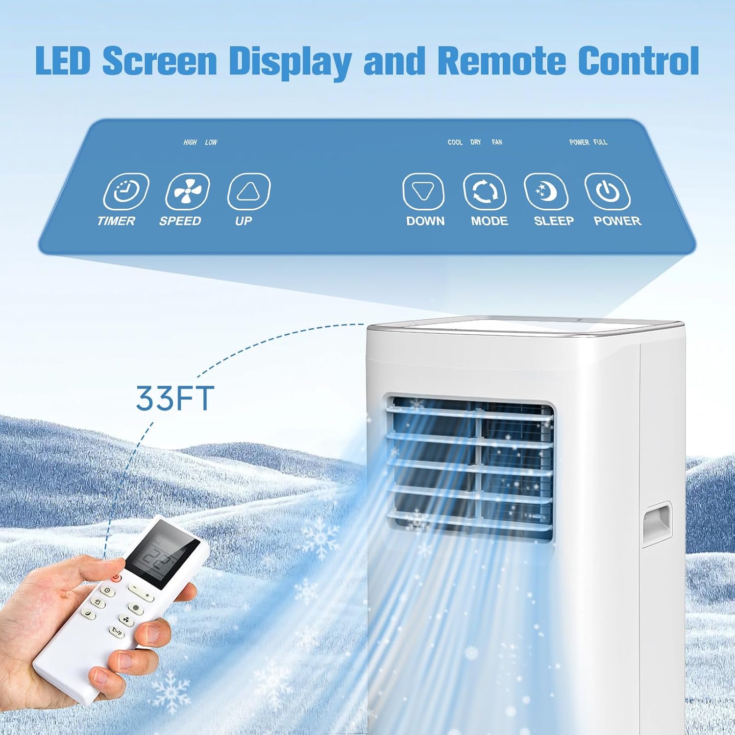 Portable Air Conditioner,8500 BTU Portable ac units up to 360 Sq.Ft,Portable ac units for Homeowner,Renter,family White