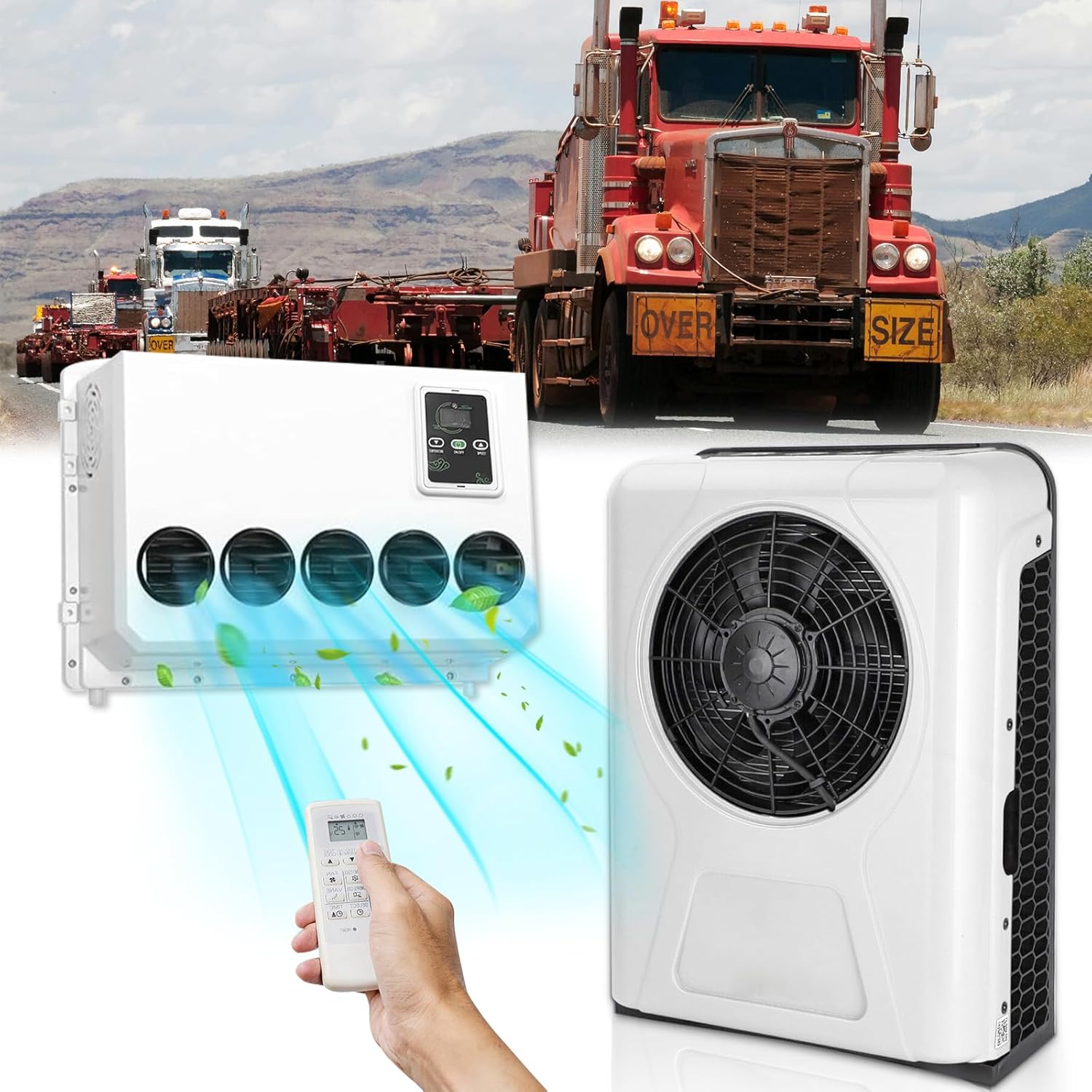 12V Air Conditioner 11,000 BTU, 12 Volt DC Air Conditioner for Truck Parking Split Electric AC Unit, Quiet A/C Inverter Cooling Cost-effective for Semi-Truck, Trailer, Camper, Crane Loader Excavator