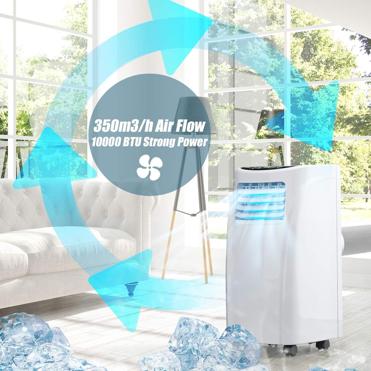 Portable Air Conditioner, Mini Air Conditioner with LCD Display, Mini Air Conditioner with Remote Control, Portable Air Conditioner for Home Office Use - White