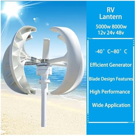 5000W 8000W Vertical Axis Wind Turbine - 12V 24V 48V Wind Generator for Home, Farm, Hybrid Street Lights - MPPT Controller, Efficient Renewable Energy Solution (White, 12V 8KW)