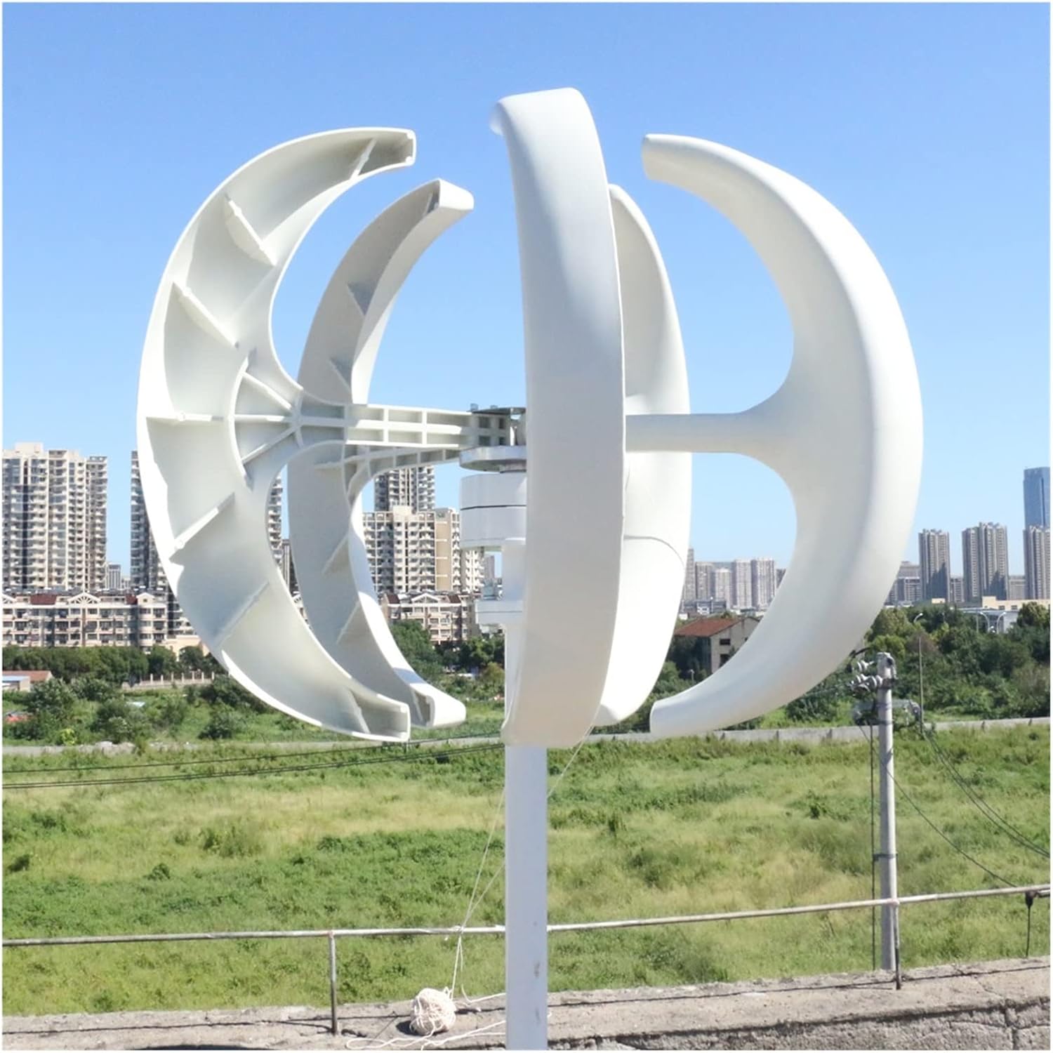 Wind Turbine, Home 3000W Vertical Axis Wind Turbine Generator 3KW 12V 24V 48V with MPPT Controller Small Low Noise Windmill for Streetlights(White with Control,24V)