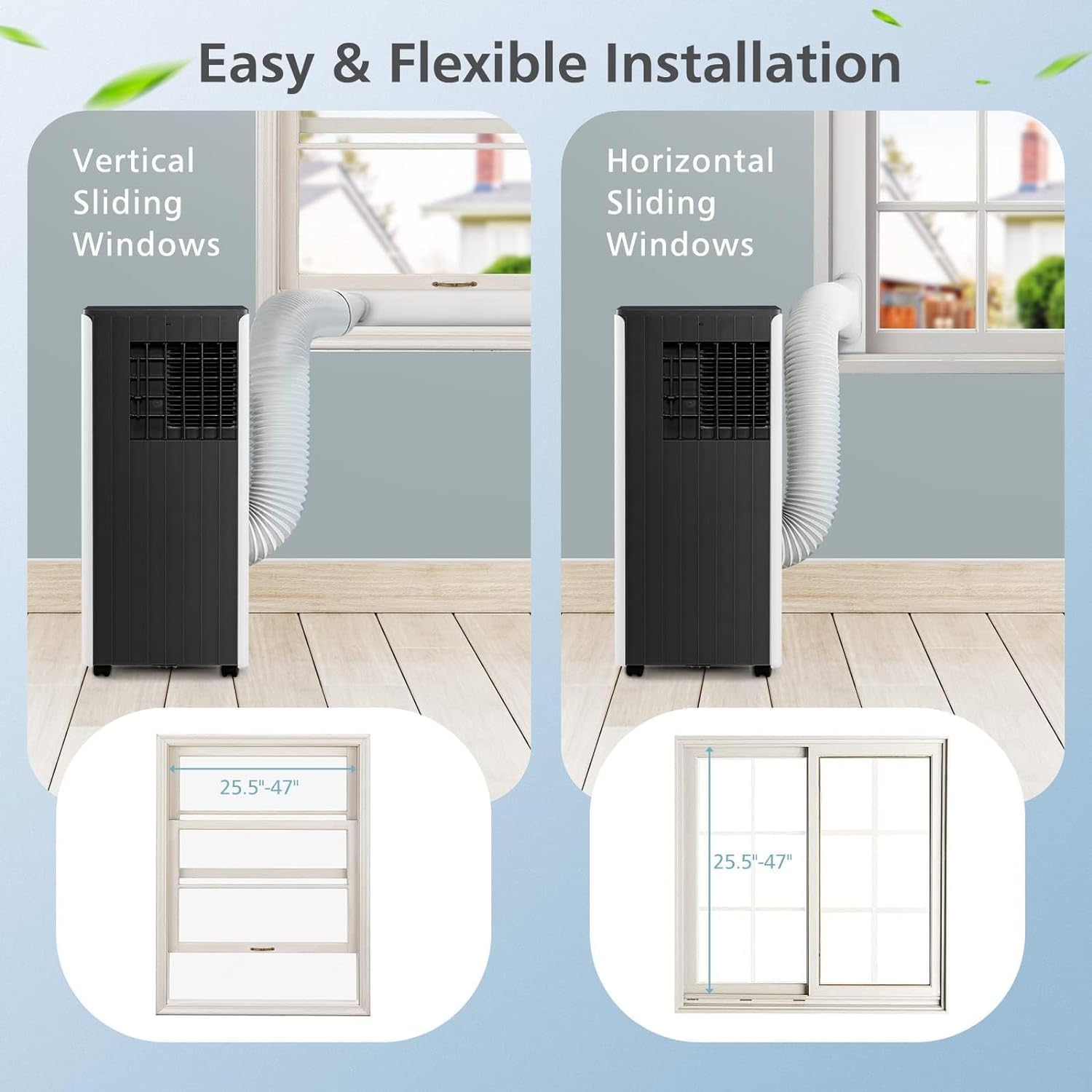 GOFLAME Portable Air Conditioner 8000BTU, 3-in-1 AC Cooling Unit with Dehumidifier, 24H Timer, Remote Control, Standing Air Conditioner Cools Rooms up to 250 Sq.Ft, Black